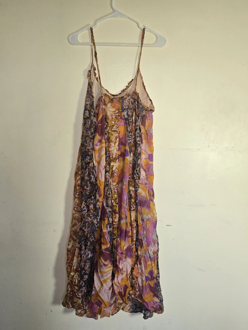 Free People Floral Patchwork Maxi Slip Dress - Purple & Orange - Picture 2 of 3